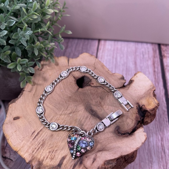 Brighton Heart Bracelet with multi colored stones Trust Your Journey Heart - Picture 2 of 3